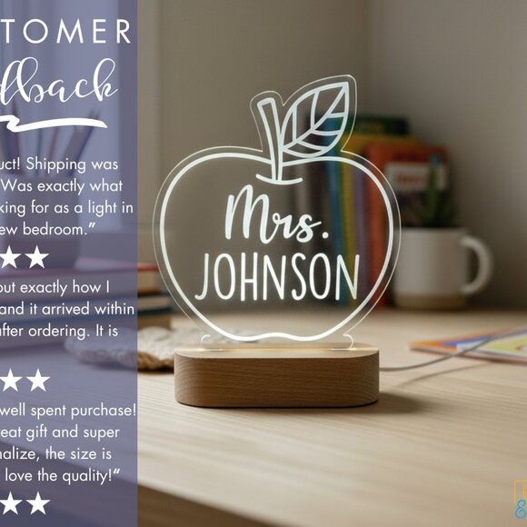 Teacher Name LED Light | Personalized Classroom Decor & Appreciation Gift - Picture 7 of 8